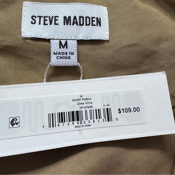 Steve Madden Olive Green Short Hooded Bomber Style Jacket New With Tags - Picture 5 of 9